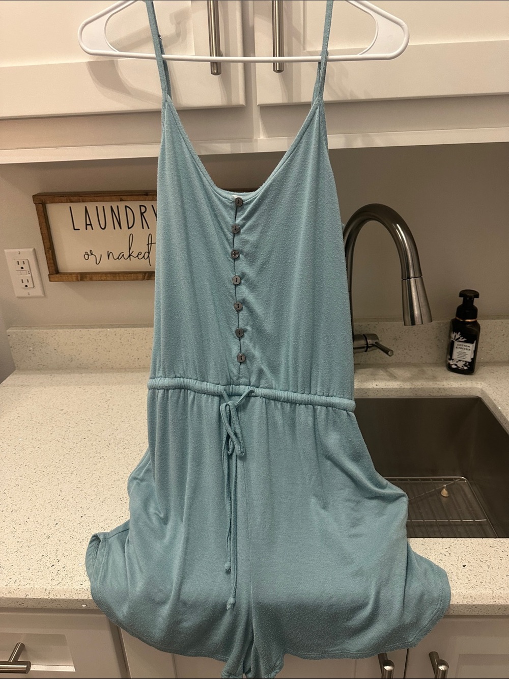 Colsie Light Blue Button-Front Swim Coverup Romper